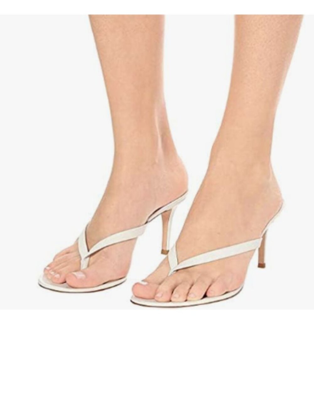 XYD White Thong Sandals Mid Heel Flip Flops Open Toe Daily Wearing Slippers